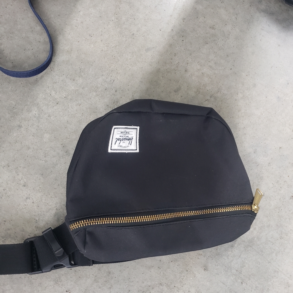 Herschel Supply Company Black Belt Bag with Gold Zipper